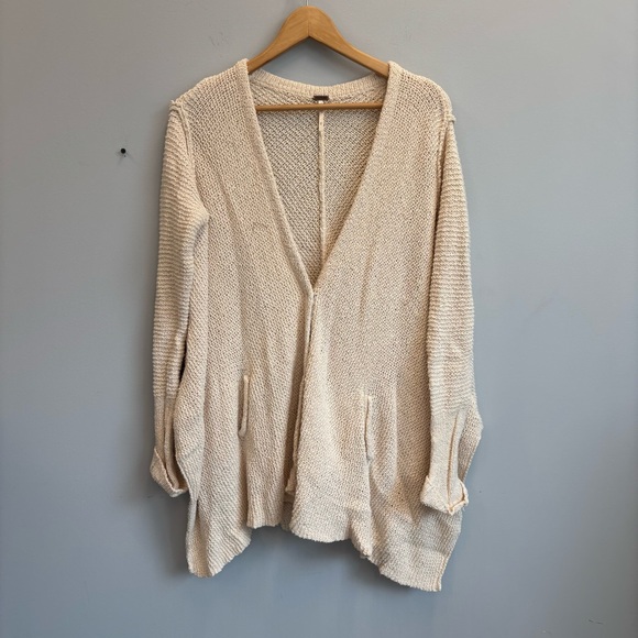 Free People medium Sweater Cream Knit Cardigan - Picture 1 of 14